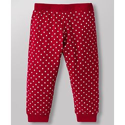 Babyhug Single Jersey Knit Full Length Lounge Pants with Heart Polka Dot Print & Bow Applique Pack of 3 - Multicolor