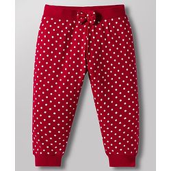 Babyhug Single Jersey Knit Full Length Lounge Pants with Heart Polka Dot Print & Bow Applique Pack of 3 - Multicolor