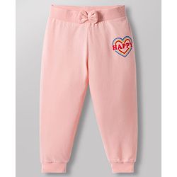 Babyhug Single Jersey Knit Full Length Lounge Pants with Heart Polka Dot Print & Bow Applique Pack of 3 - Multicolor