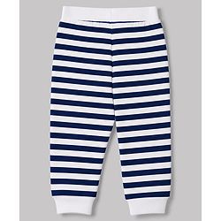 Babyhug 100% Cotton Knit Full Length Striped Tropical Theme & Text Printed Lounge Pants Pack Of 3 - Navy Blue & White