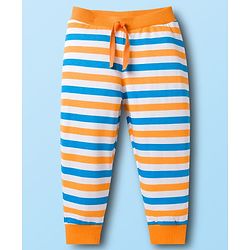 Babyhug Cotton Knit Full Length Striped & Car Printed Lounge Pants Pack of 3 - Multicolor