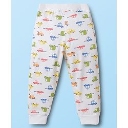 Babyhug Cotton Knit Full Length Striped & Car Printed Lounge Pants Pack of 3 - Multicolor