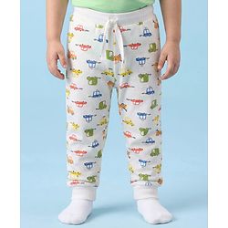 Babyhug Cotton Knit Full Length Striped & Car Printed Lounge Pants Pack of 3 - Multicolor