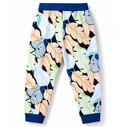 Babyhug 100% Cotton Single Jersey Knit Full Length Lounge Pant with Leafy & Varsity Print Pack of 3 - Navy & Yellow