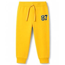 Babyhug 100% Cotton Single Jersey Knit Full Length Lounge Pant with Leafy & Varsity Print Pack of 3 - Navy & Yellow