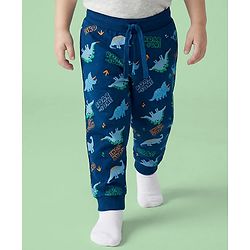 Babyhug Cotton Jersey Knit Full Length Lounge Pants with Dino & Star Print Pack of 3 - Multicolor