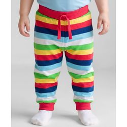 Babyhug Single Jersey Cotton Knit Full Length Striped Lounge Pants Pack Of 3 -Multicolour
