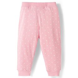 Babyhug Cotton Single Jersey Knit Full Length Lounge Pants with Polka Dotted Floral & Pretty Girl Print Pack of 3 - Yellow Pink & Navy Blue