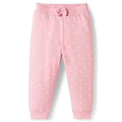 Babyhug Cotton Single Jersey Knit Full Length Lounge Pants with Polka Dotted Floral & Pretty Girl Print Pack of 3 - Yellow Pink & Navy Blue