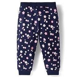 Babyhug Cotton Single Jersey Knit Full Length Lounge Pants with Polka Dotted Floral & Pretty Girl Print Pack of 3 - Yellow Pink & Navy Blue