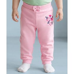 Babyhug Cotton Single Jersey Knit Full Length Lounge Pants with Hearts & Floral Print Pack of 3 - Blue Sea Green & Pink
