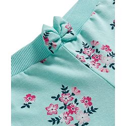 Babyhug Cotton Single Jersey Knit Full Length Lounge Pants with Hearts & Floral Print Pack of 3 - Blue Sea Green & Pink