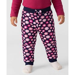 Babyhug Single Jersey Knit Full Length Lounge Pants With Floral & Polka Dot Print Pack of 3 - Multicolor