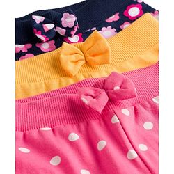 Babyhug Single Jersey Knit Full Length Lounge Pants With Floral & Polka Dot Print Pack of 3 - Multicolor