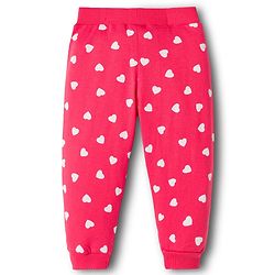 Babyhug Cotton Knit Full Length Heart & Floral Printed Lounge Pants With Bow Applique Pack of 2 - Multicolor