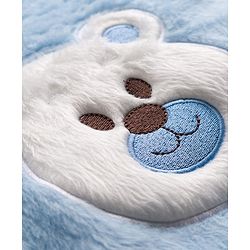 Babyhug Velour Cotton Knit Full Sleeves Winter Night Suit with Bear Design - Light Blue