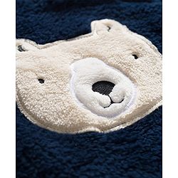 Babyhug Velour Knit Full Sleeves Winter Wear Night Suit With Bear Embriodery - Navy Blue