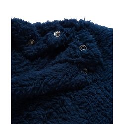 Babyhug Velour Knit Full Sleeves Winter Wear Night Suit With Bear Embriodery - Navy Blue