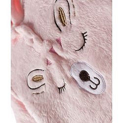 Babyhug Cotton Knit Full Sleeves Hooded Winter Wear Night Suit With Animal Face Embroidery - Pink