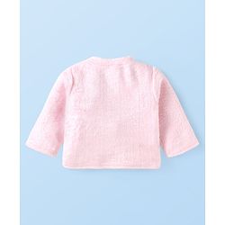 Babyhug Cotton Knit Full Sleeves Hooded Winter Wear Night Suit With Animal Face Embroidery - Pink