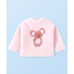 Babyhug Cotton Knit Full Sleeves Hooded Winter Wear Night Suit With Animal Face Embroidery - Pink