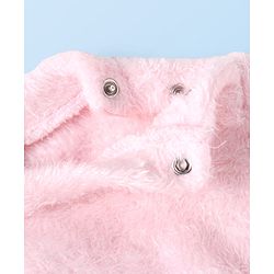 Babyhug Cotton Knit Full Sleeves Hooded Winter Wear Night Suit With Animal Face Embroidery - Pink