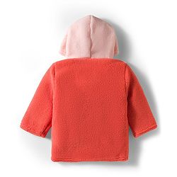 Babyhug Knit Full Sleeves Hooded Winter Night Suit With Animal Embroidery - Orange