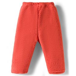 Babyhug Knit Full Sleeves Hooded Winter Night Suit With Animal Embroidery - Orange
