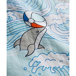 Babyhug Cotton Woven Half Sleeves Shirt & Denim Shorts Set With Dolphin Print - Multicolor