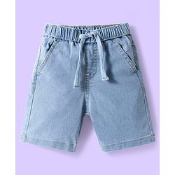 Babyhug Cotton Woven Half Sleeves Shirt & Denim Shorts Set With Sea Animals Print - Multicolor