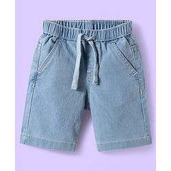 Babyhug Cotton Woven Half Sleeves Shirt & Denim Shorts Set With Animals Print - Multicolor