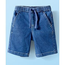 Babyhug Cotton Woven Half Sleeves Shirt & Denim Shorts Set With Leaf Print - Multicolor