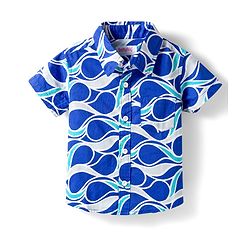 Babyhug Cotton Woven Half Sleeves Printed Shirt & Denim Shorts Set - Multicolor