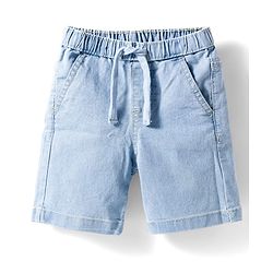Babyhug Cotton Woven Half Sleeves Printed Shirt & Denim Shorts Set - Multicolor