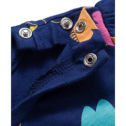 Babyhug Cotton Knit Full Sleeves Co-ord Night Suit With Floral Print - Navy Blue