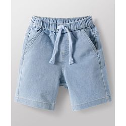 Babyhug Cotton Woven Half Sleeves Shirt & Denim Shorts Set With Leaf Print - Multicolor