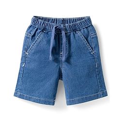 ToffyHouse Cotton Woven Half Sleeves Shirt & Denim Shorts Set with Tropical Theme Print - Blue