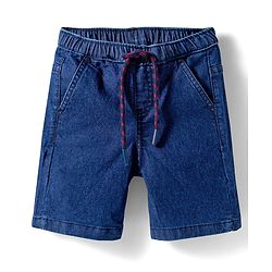 Babyhug Cotton Woven Half Sleeves Striped Shirt & Denim Shorts Set With Watermelon Print - Orange & Blue
