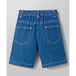 Babyhug Cotton Woven Half Sleeves Shirt & Denim Shorts Set with Beach Theme Print - Blue