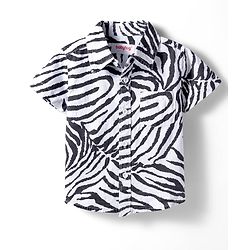 Babyhug Cotton Woven Half Sleeves Printed Shirt & Denim Shorts Set - Multicolor