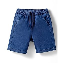 Babyhug Cotton Woven Half Sleeves Shirt & Denim Shorts Set With Dino Print - Multicolor