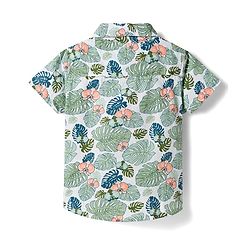 Babyhug Cotton Woven Half Sleeves Shirt & Denim Shorts Set with Tropical Theme Print - Blue