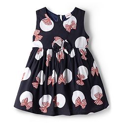 Babyhug Cotton Woven Frock & Half Sleeves Shrug With Bow Print - Multicolor