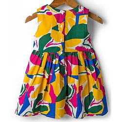 Babyhug 100% Cotton Woven Half Sleeves Abstract Printed Frock With Shrug - Multicolour