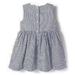 Babyhug Cotton Woven Frock & Half Sleeves Shrug With Polka Dot Print & Bow Applique - Navy Blue