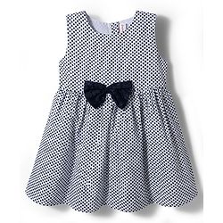 Babyhug Cotton Woven Frock & Half Sleeves Shrug With Polka Dot Print & Bow Applique - Navy Blue