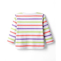 Babyhug 100% Cotton Knit Full Sleeves Striped Jhablas with Car Print Pack of 3 - Coral Light Green & White