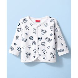Babyhug 100% Cotton Knit Full Sleeves Jhablas with Ball & Star Print Pack of 3 - Navy Blue Red & White