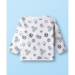 Babyhug 100% Cotton Knit Full Sleeves Jhablas with Ball & Star Print Pack of 3 - Navy Blue Red & White