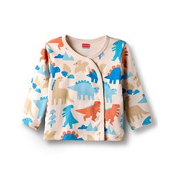 Babyhug 100% Cotton Knit Full Sleeves Jhablas with Dino Print & Stripes Pack of 3 - Multicolor